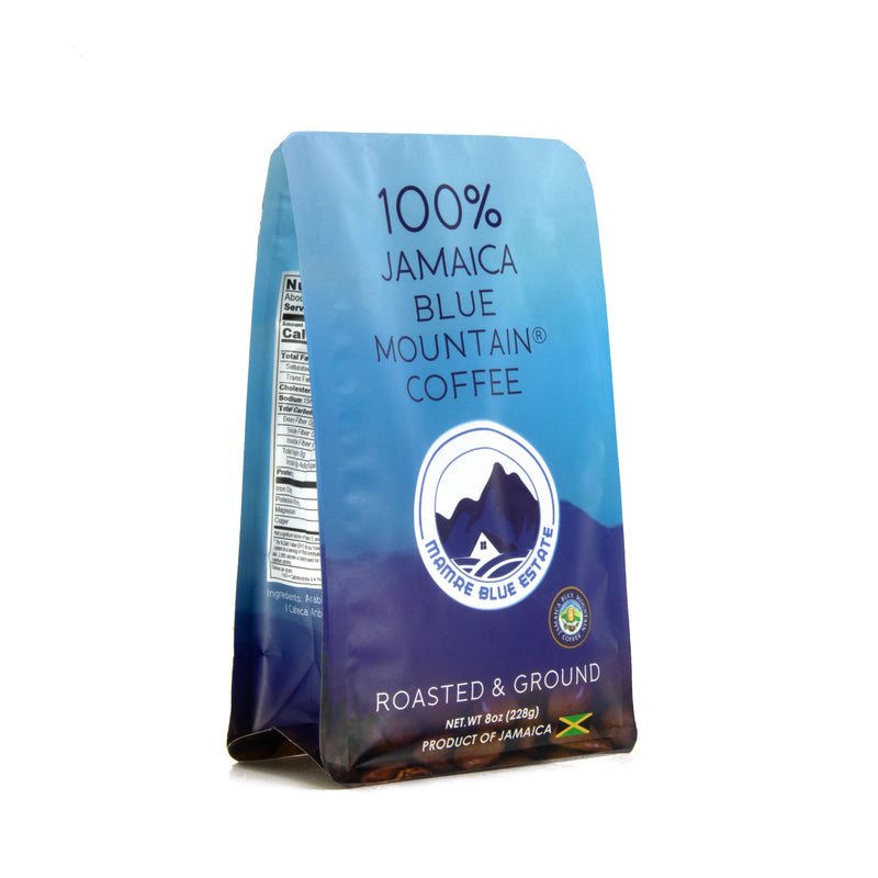 100% Jamaica Blue Mountain Coffee – Roasted & Ground (8 oz)
